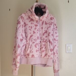 Calvin Klein Pink Animal Print Fleece Hoodie‎ SZ L